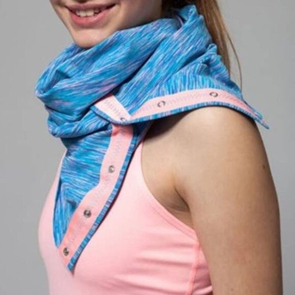 Ivivva Girls Neck Warmer Scarf One Size Pink Blue Cotton Snap - Picture 4 of 10